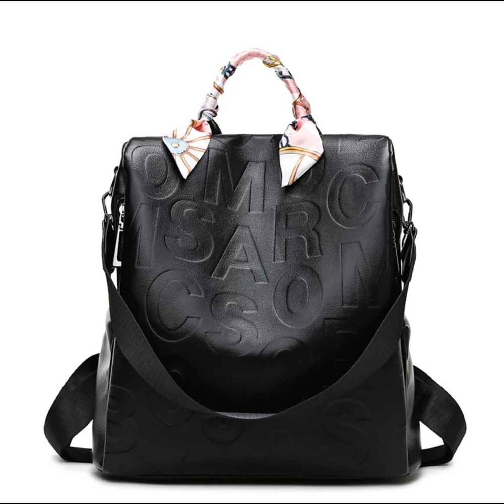 Womens Fashion Backpack Purse with Silk Scarf